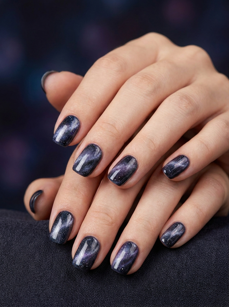 Cat Eye Nägel mit Sternenhimmel-Vibe